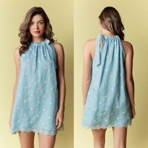 RARERAW denim bow coquette embellished floral lace embroidered midi dress